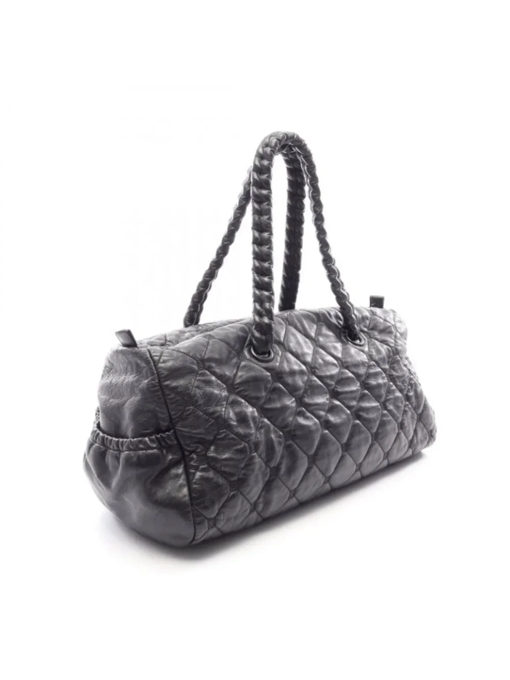 Chanel Boston Bag Quilted Black Leather